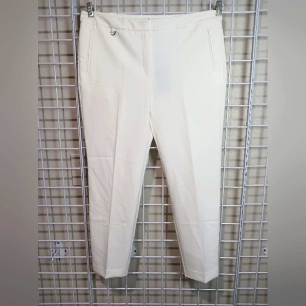 Adrianna Papell White Dress pants Tapered Ankle Size 14 NWT